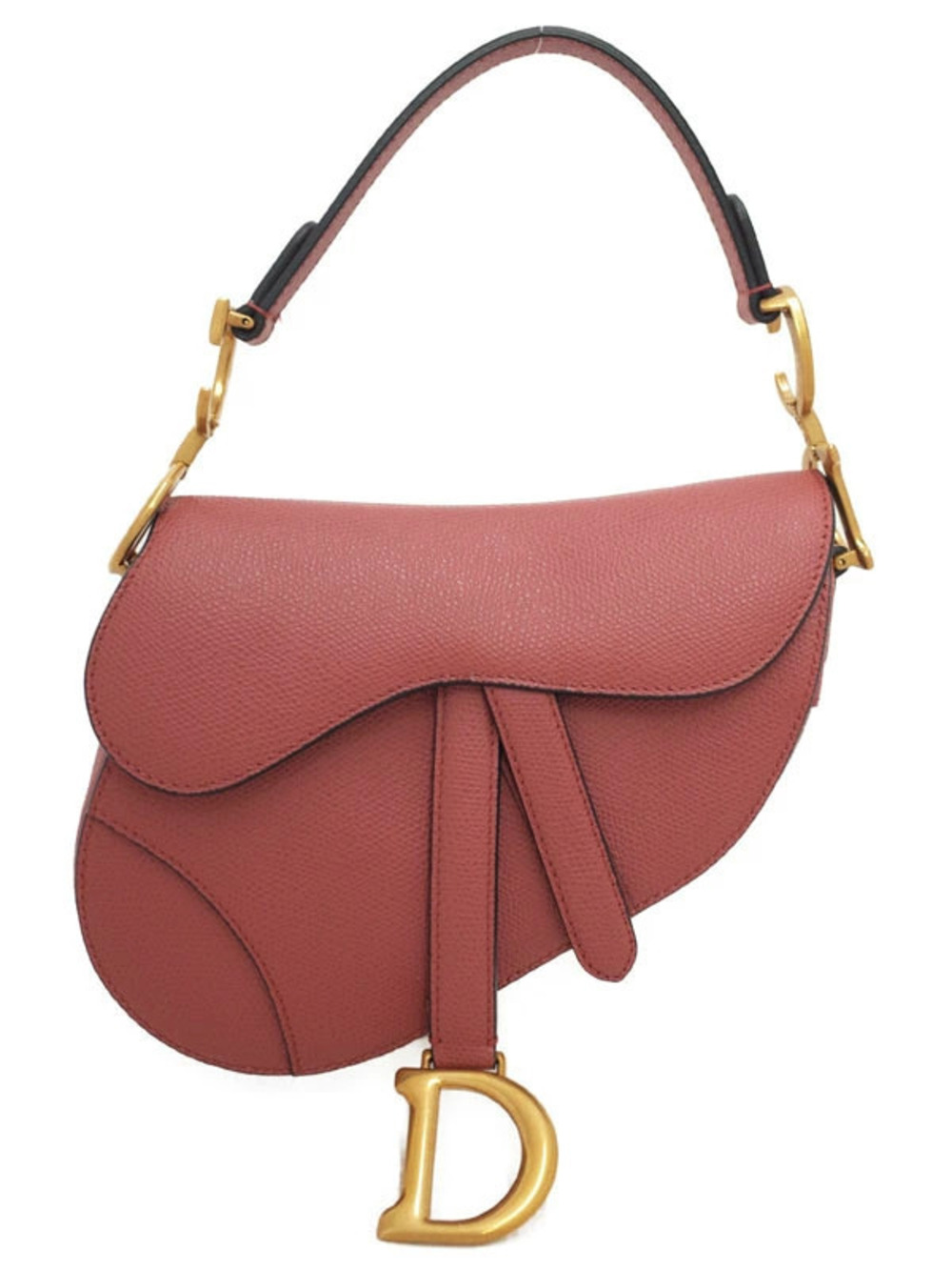 Christian Dior Saddle Bag Strap pink mauve grained calfskin